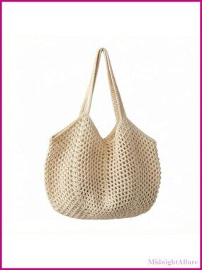 Women's Woven Shoulder Bag Tote Foldable Underarm Purse Summer Beach